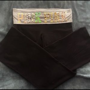 VS PINK fold over flare BLING leggings
